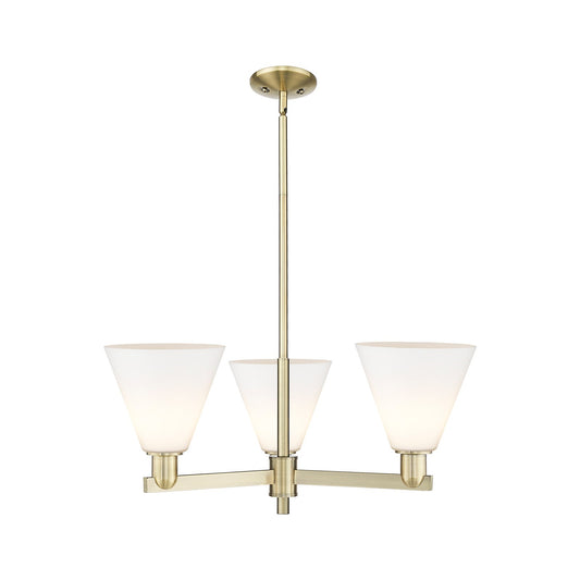 Innovations Berkshire Glass 30in 3-Light Pendant | Industrial Antique Brass Steel and Matte White Glass | Kitchen Island & | Model 716-3CR-AB-GBC-81