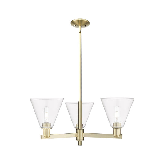 Innovations Berkshire Glass 30in 3-Light Pendant | Industrial Antique Brass Steel and Clear Glass | Kitchen Island & Dining Room | Model 716-3CR-AB-GBC-82