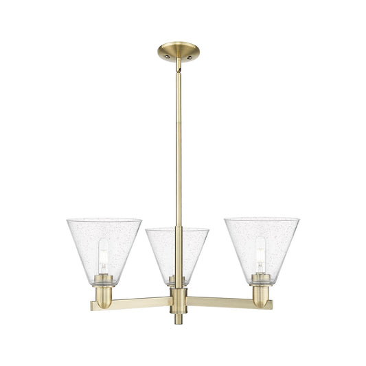Innovations Berkshire Glass 30in 3-Light Pendant | Industrial Antique Brass Steel and Seedy Glass | Kitchen Island & Dining Room | Model 716-3CR-AB-GBC-84
