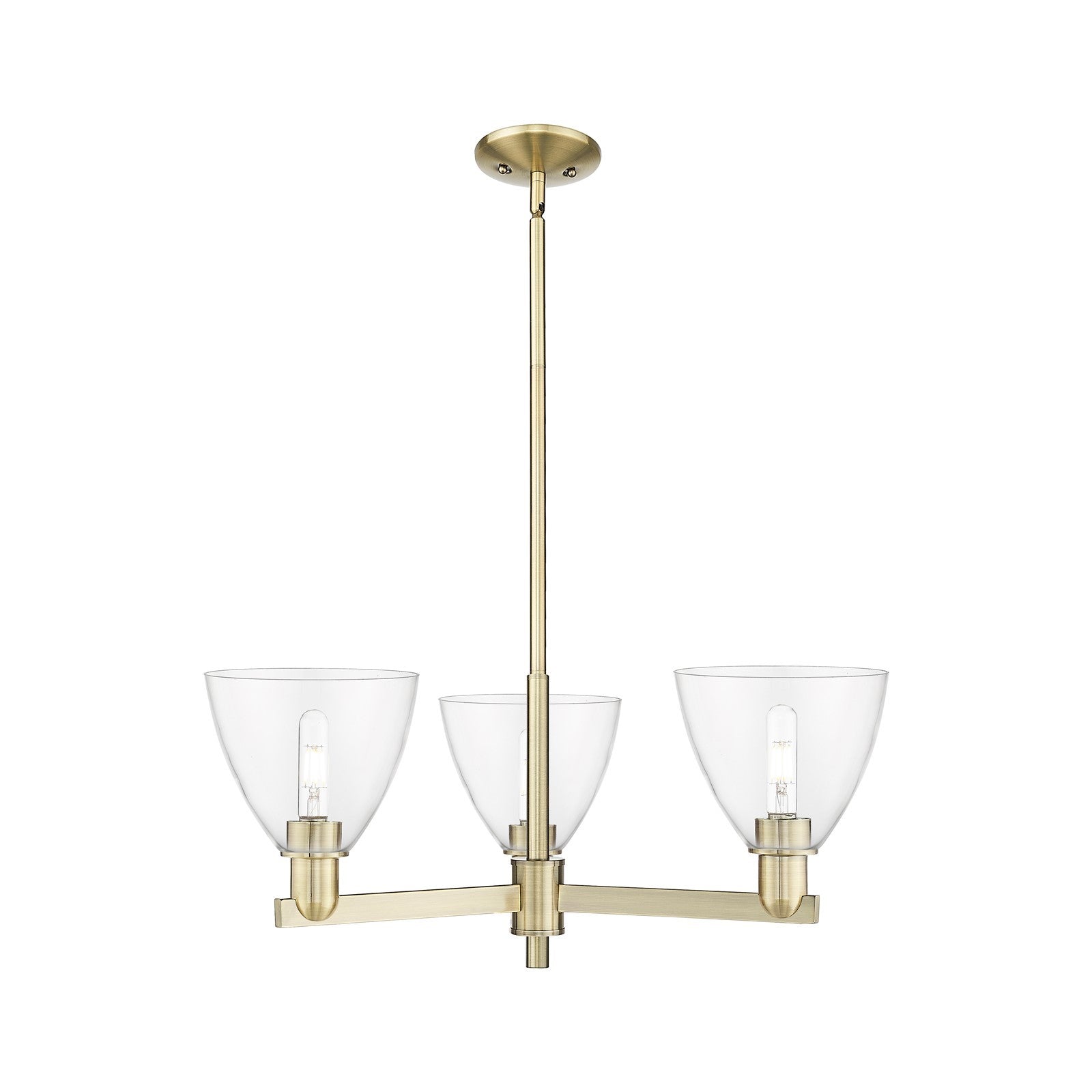 Innovations Bristol 29.25in 3-Light Pendant | Industrial Antique Brass and Clear Glass | Kitchen Island & Dining Room | 29.25 x | Model 716-3CR-AB-GBD-752