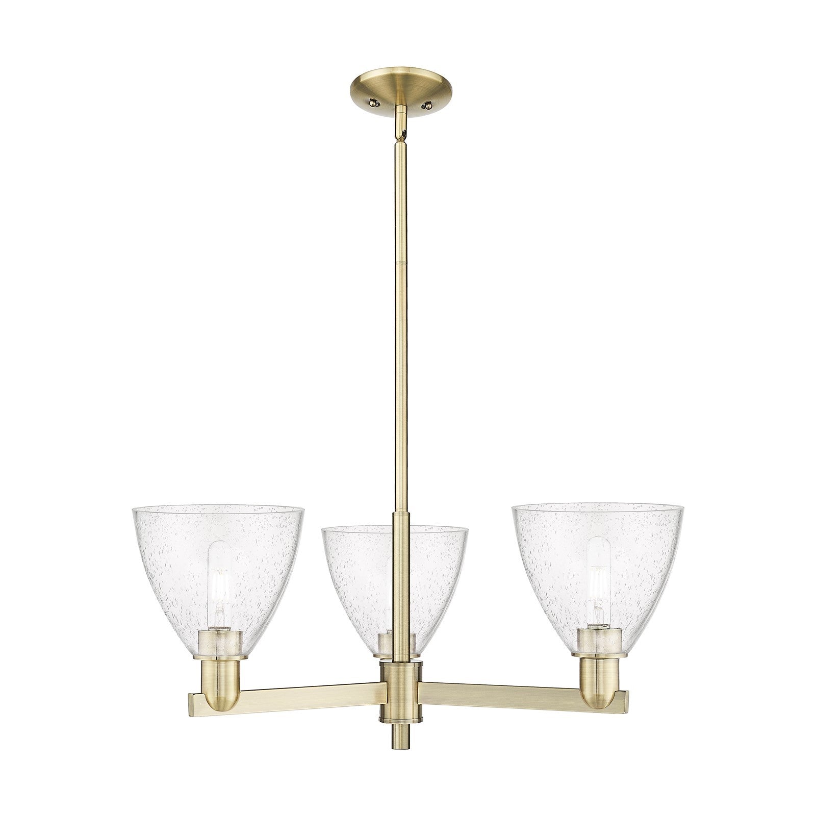 Innovations Bristol 29in 3-Light Pendant | Industrial Antique Brass Steel and Seedy Glass Dome | Kitchen Island & Dining Room | Model 716-3CR-AB-GBD-754