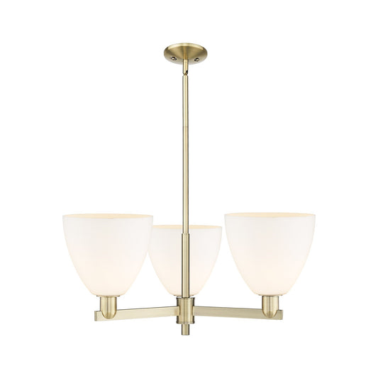 Innovations Bristol 31in 3-Light Pendant | Industrial Antique Brass Steel and Matte White Glass | Kitchen Island & Dining Room | Model 716-3CR-AB-GBD-91