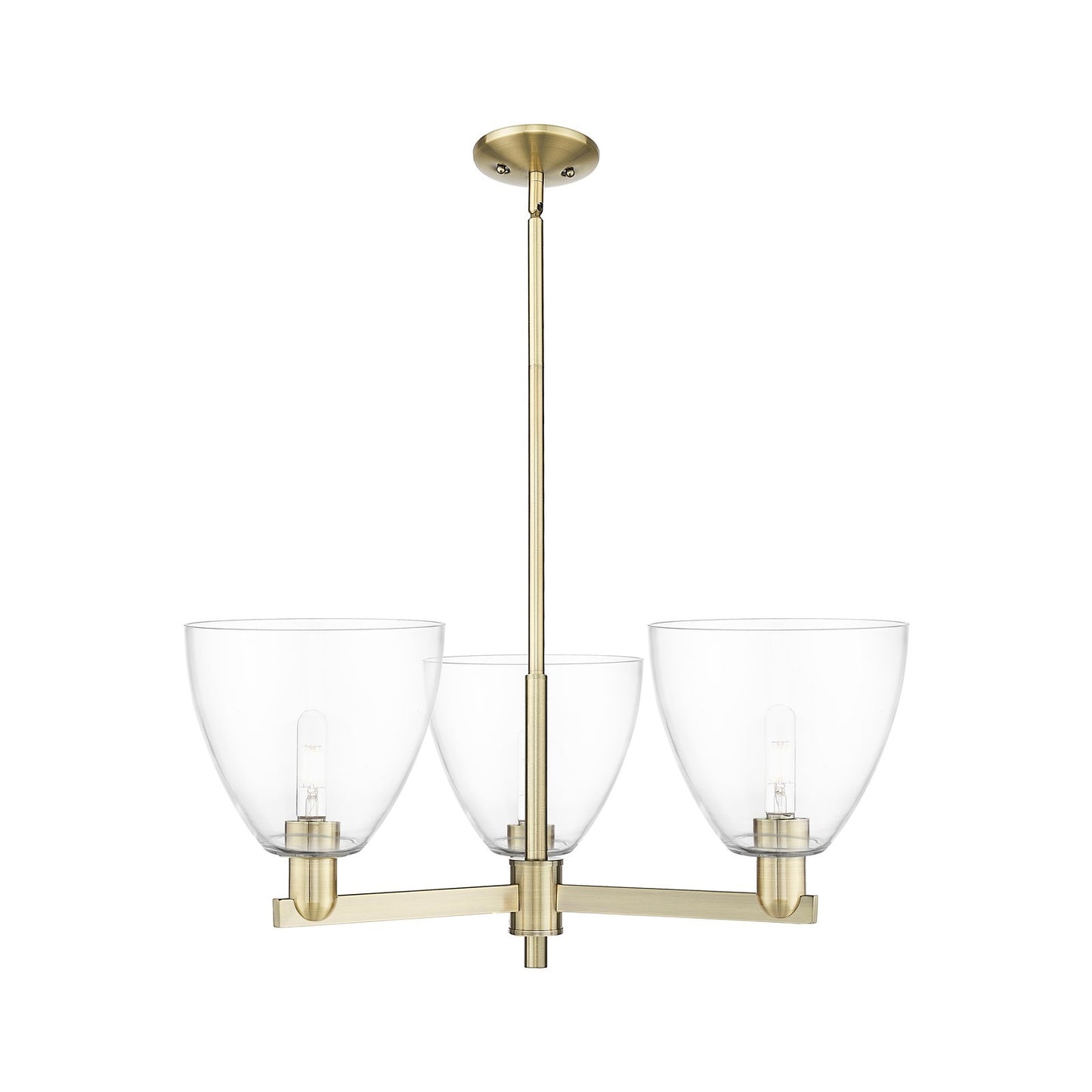 Innovations Bristol 31in 3-Light Pendant | Industrial Antique Brass Steel and Clear Glass | Kitchen Island & Dining Room | 30.75 | Model 716-3CR-AB-GBD-92