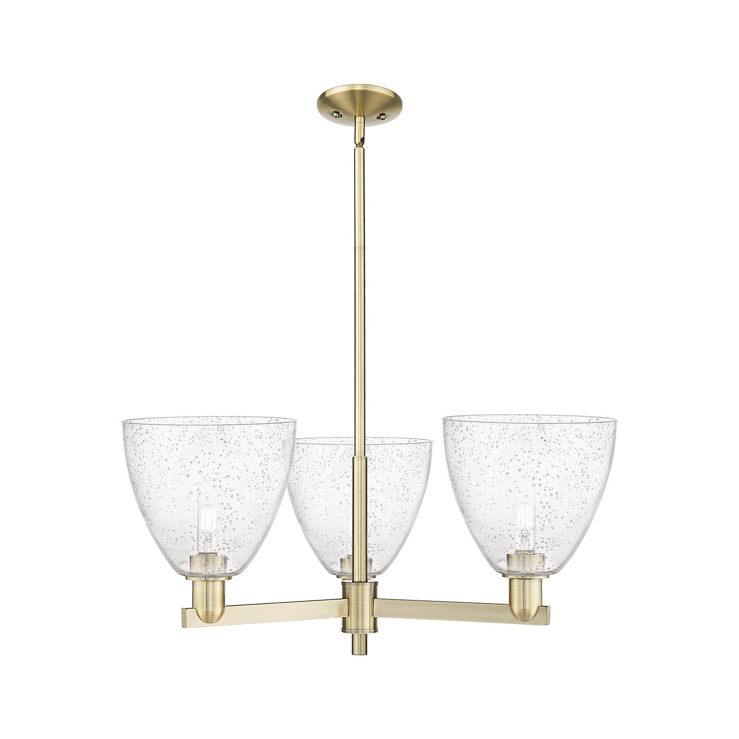 Innovations Bristol 31in 3-Light Pendant | Industrial Antique Brass Steel and Seedy Glass | Kitchen Island & Dining Room | 30.75 | Model 716-3CR-AB-GBD-94