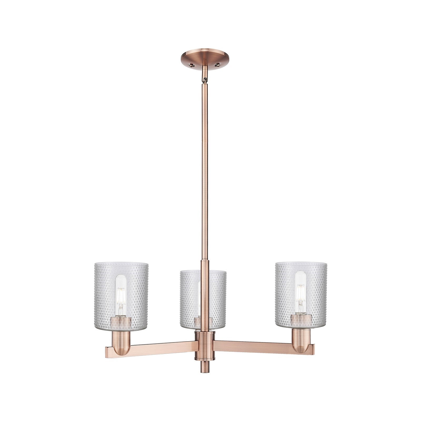 Innovations Cobbleskill 27in 3-Light Pendant | Industrial Antique Copper Steel and Clear Glass | Kitchen Island & Dining Room | Model 716-3CR-AC-G112