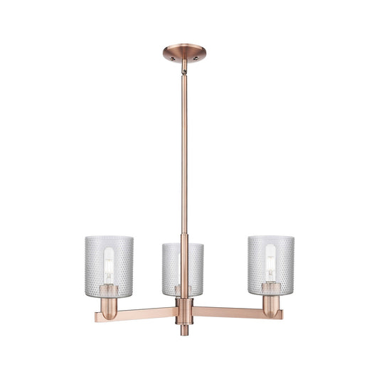 Innovations Cobbleskill 27in 3-Light Pendant | Industrial Antique Copper Steel and Clear Glass | Kitchen Island & Dining Room | Model 716-3CR-AC-G112