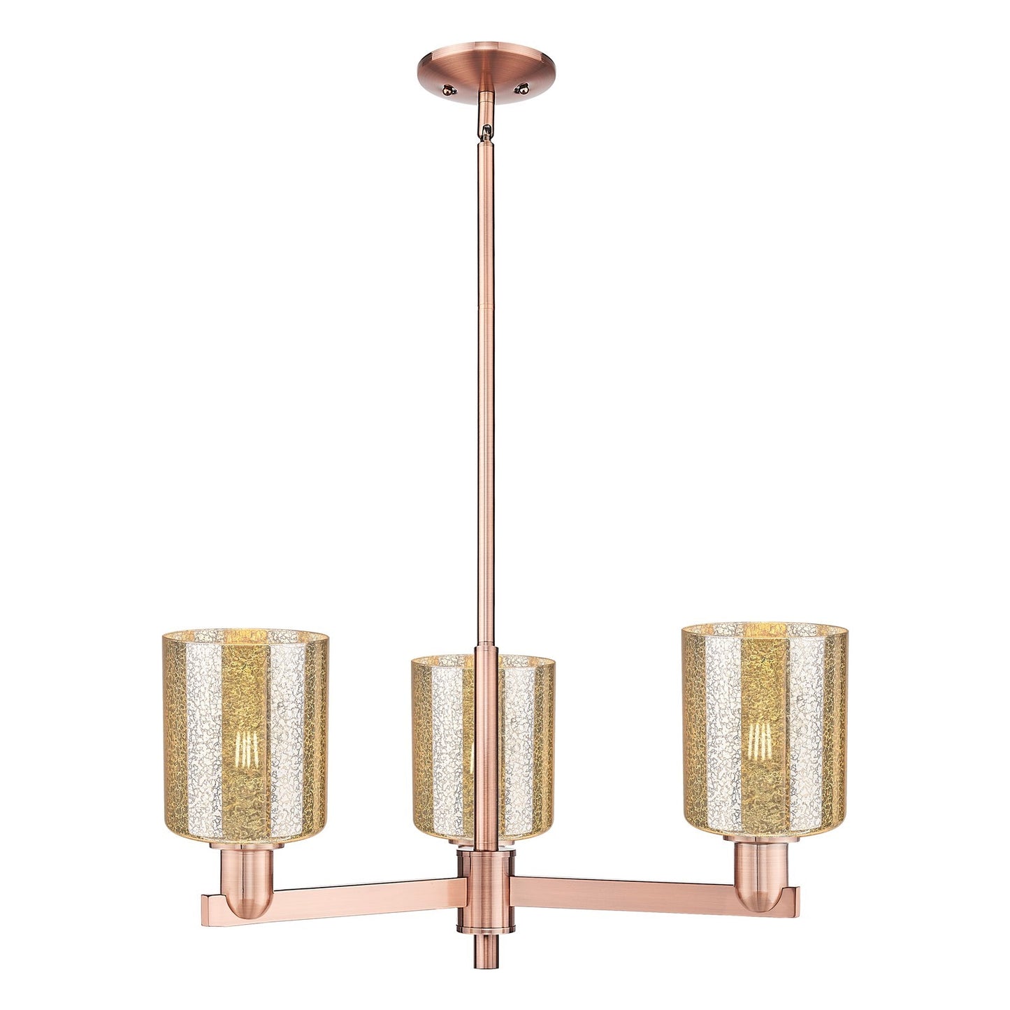Innovations Cobbleskill 27in 3-Light Pendant | Industrial Antique Copper Steel and Mercury Glass | Kitchen Island & Dining Room | Model 716-3CR-AC-G116