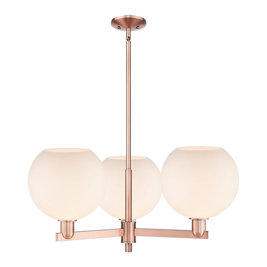 Innovations Athens 32in 3-Light Pendant | Industrial Antique Copper Steel and Matte White Glass | Kitchen Island & Dining Room | Model 716-3CR-AC-G121-10