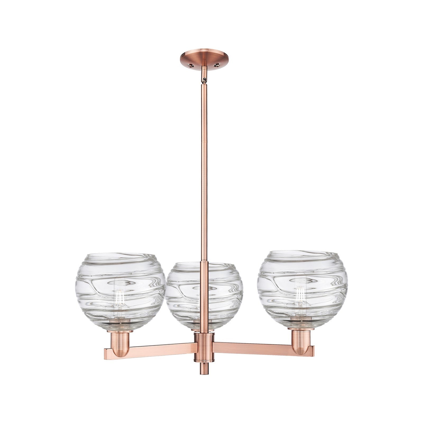 Innovations Athens Deco Swirl 30in 3-Light Pendant | Industrial Antique Copper Steel and Clear Glass | Kitchen Island & | Model 716-3CR-AC-G1213-8CL