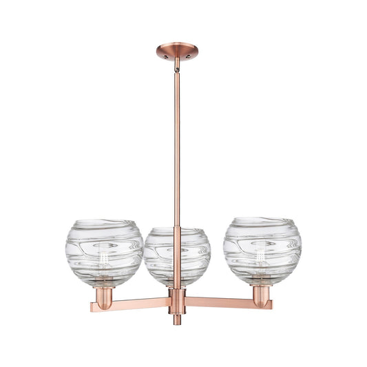 Innovations Athens Deco Swirl 30in 3-Light Pendant | Industrial Antique Copper Steel and Clear Glass | Kitchen Island & | Model 716-3CR-AC-G1213-8CL