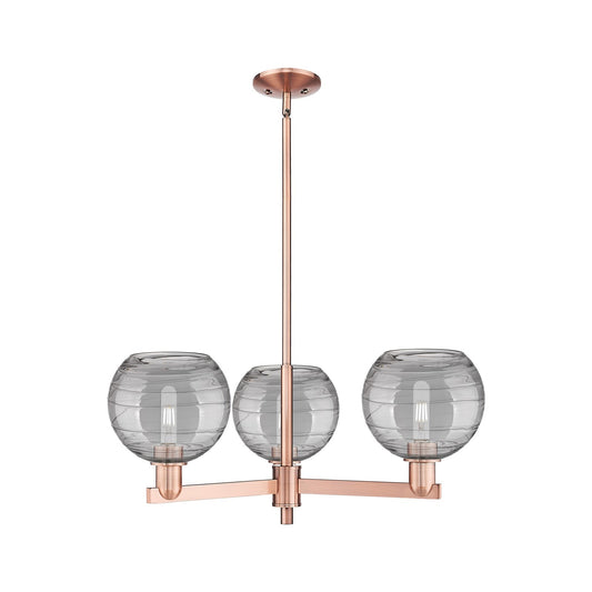 Innovations Athens Deco Swirl 30in 3-Light Pendant | Industrial Antique Copper Steel and Light Smoke Glass | Kitchen Island & | Model 716-3CR-AC-G1213-8SM