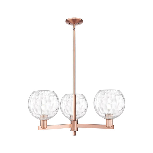 Innovations Athens Water Glass 30in 3-Light Pendant | Industrial Antique Copper Steel and Clear Water Glass | Kitchen Island & | Model 716-3CR-AC-G1215-8