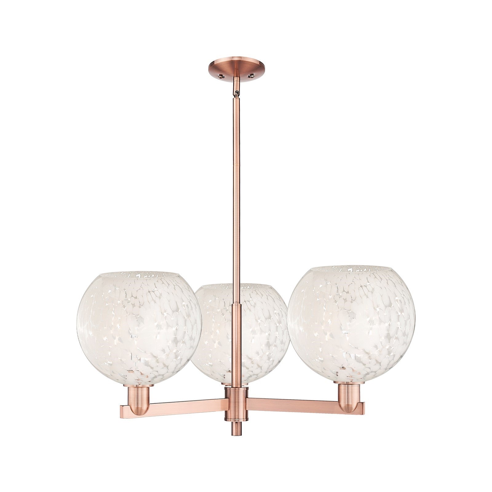 Innovations Lighting Arcadia 32in 3-Light Pendant | Industrial Antique Copper Steel and White Mouchette Glass | Kitchen | Model 716-3CR-AC-G1216-10WM