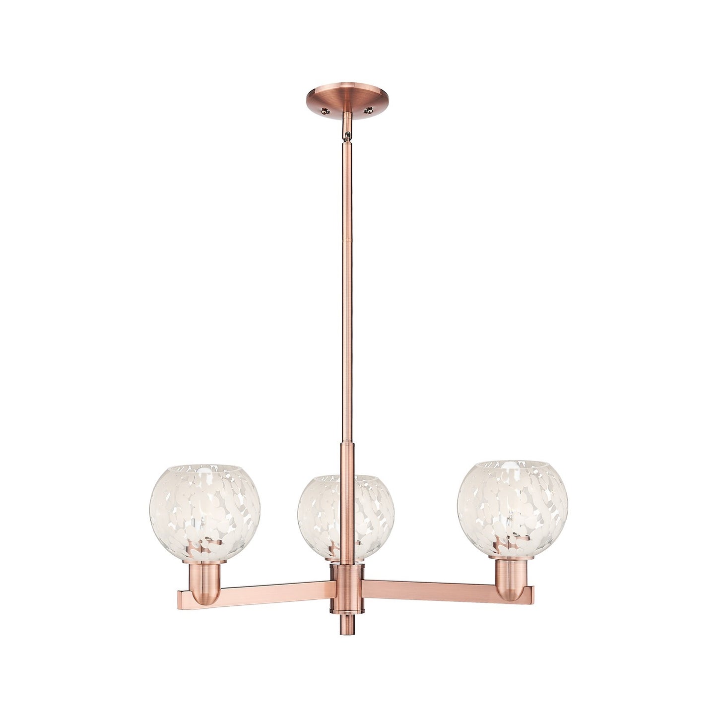 Innovations Lighting Arcadia 28in 3-Light Pendant | Industrial Antique Copper and White Mouchette Glass | Kitchen Island & | Model 716-3CR-AC-G1216-6WM