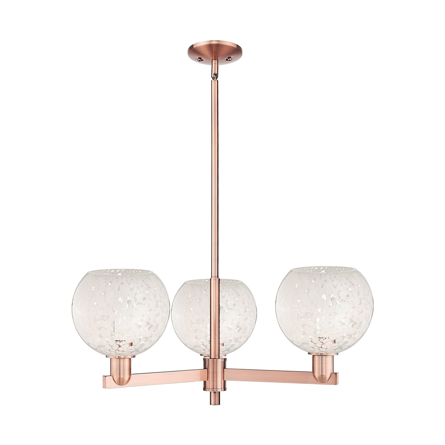 Innovations Lighting Arcadia 30in 3-Light Pendant | Industrial Antique Copper and White Mouchette Glass | Kitchen Island & | Model 716-3CR-AC-G1216-8WM