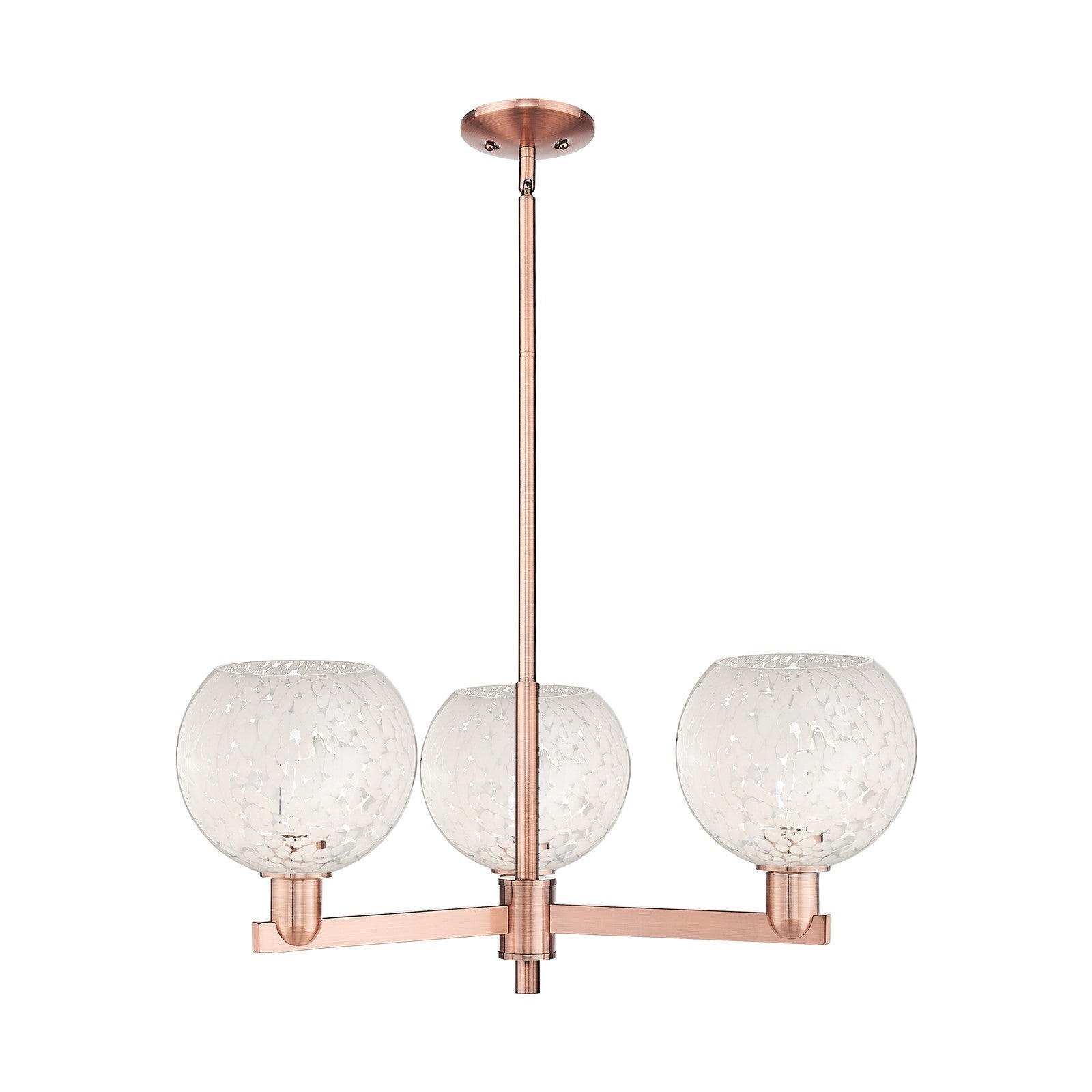 Innovations Lighting Arcadia 30in 3-Light Pendant | Industrial Antique Copper and White Mouchette Glass | Kitchen Island & | Model 716-3CR-AC-G1216-8WM