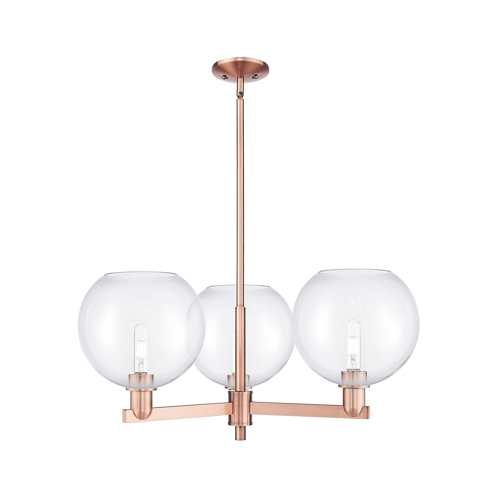 Innovations Athens 32in 3-Light Pendant | Industrial Antique Copper Steel and Clear Glass | Kitchen Island & Dining Room | Model 716-3CR-AC-G122-10