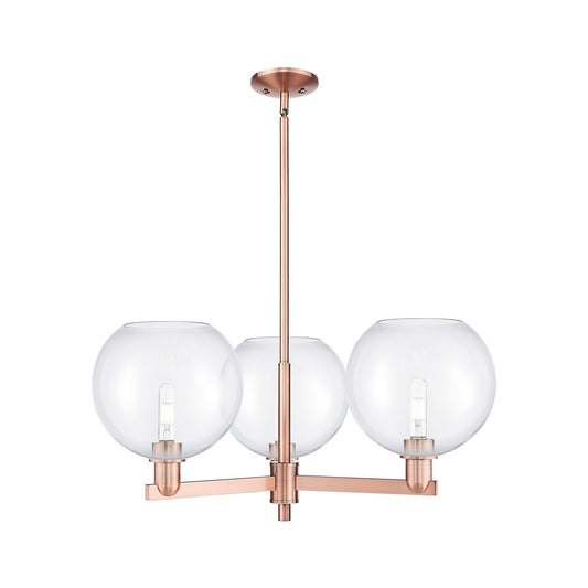 Innovations Athens 32in 3-Light Pendant | Industrial Antique Copper Steel and Clear Glass | Kitchen Island & Dining Room | Model 716-3CR-AC-G122-10