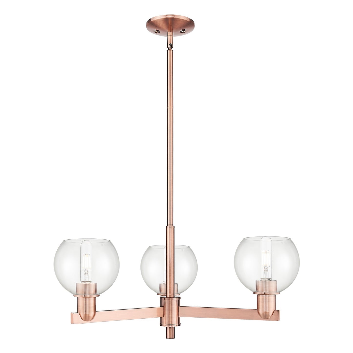 Innovations Athens 28in 3-Light Pendant | Industrial Antique Copper Steel and Clear Glass | Kitchen Island & Dining Room | 27.62 | Model 716-3CR-AC-G122-6