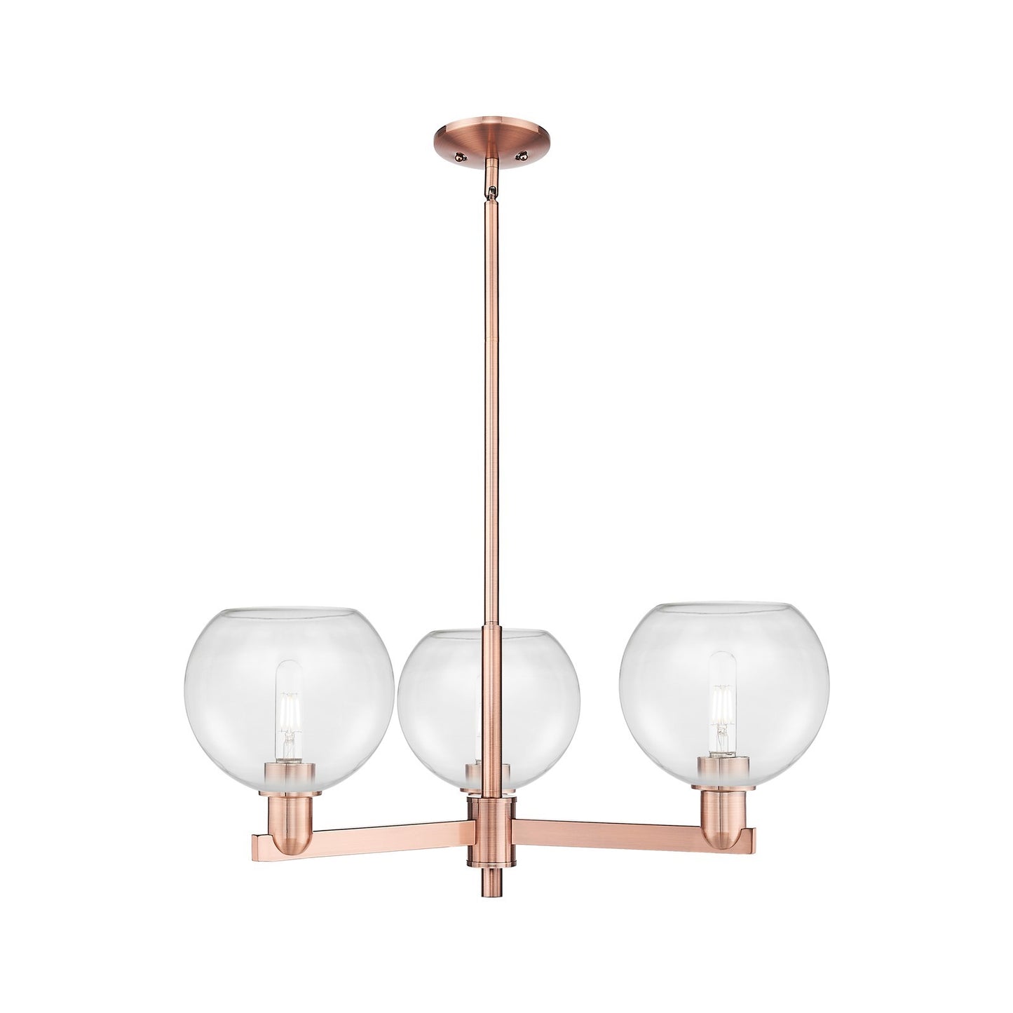 Innovations Athens 30in 3-Light Pendant | Industrial Antique Copper Steel and Clear Glass | Kitchen Island & Dining Room | 29.75 | Model 716-3CR-AC-G122-8