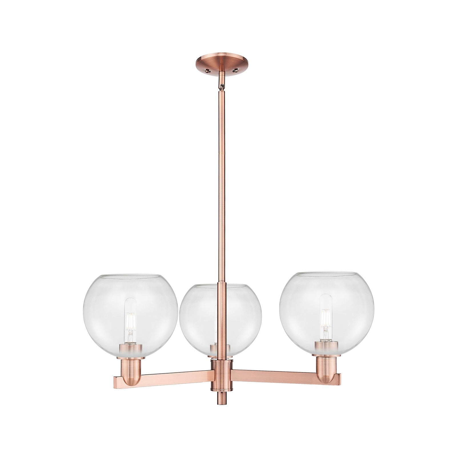 Innovations Athens 30in 3-Light Pendant | Industrial Antique Copper Steel and Clear Glass | Kitchen Island & Dining Room | 29.75 | Model 716-3CR-AC-G122-8
