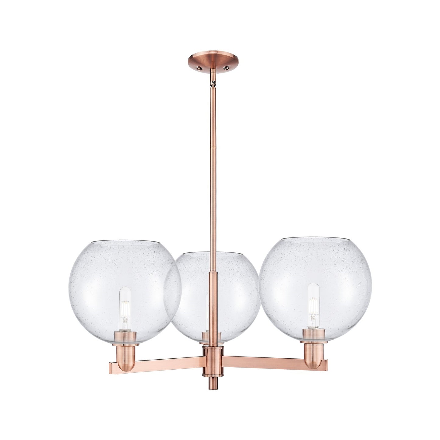 Innovations Athens 32in 3-Light Pendant | Industrial Antique Copper Steel and Seedy Glass | Kitchen Island & Dining Room | Model 716-3CR-AC-G124-10