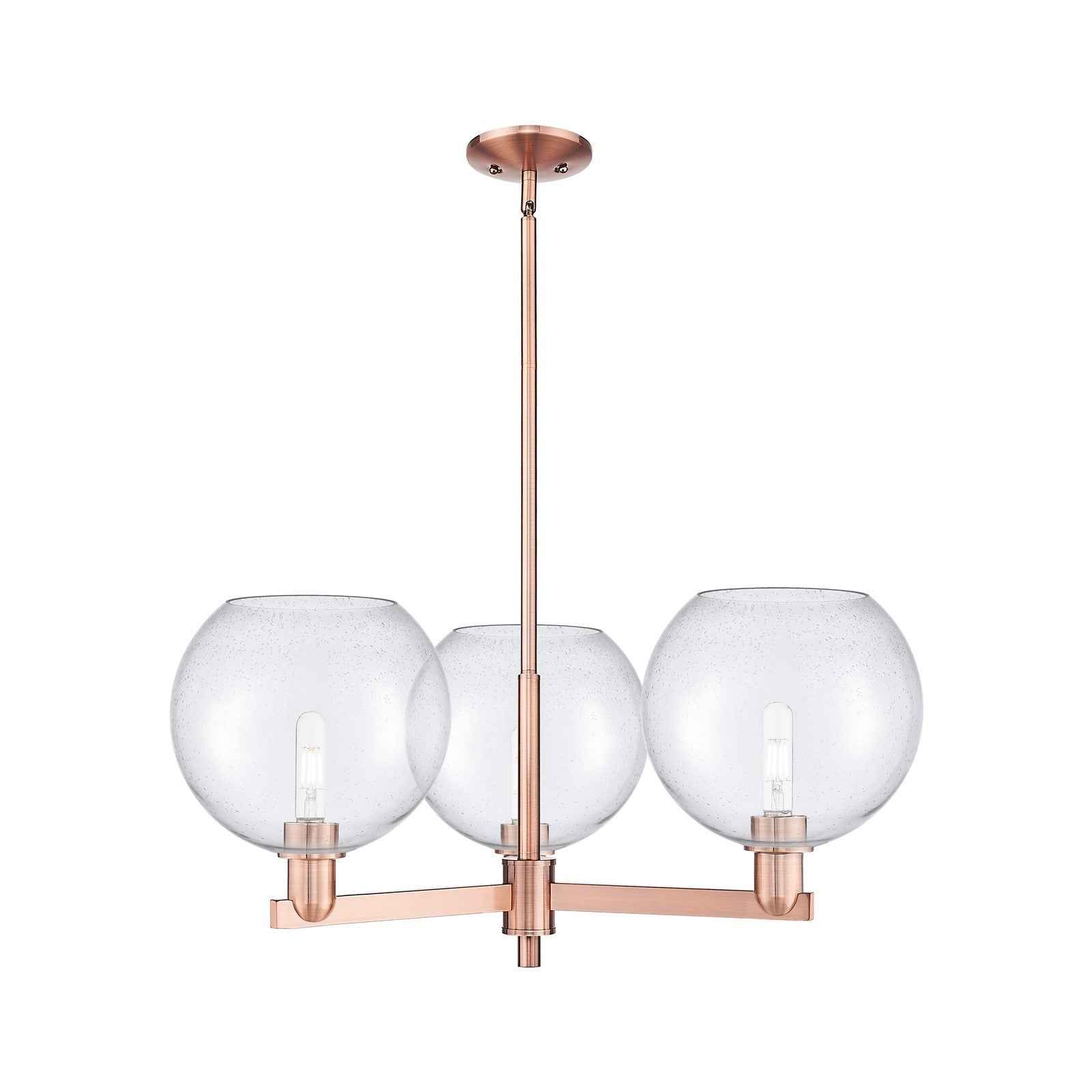 Innovations Athens 32in 3-Light Pendant | Industrial Antique Copper Steel and Seedy Glass | Kitchen Island & Dining Room | Model 716-3CR-AC-G124-10