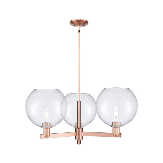 Innovations Athens 32in 3-Light Pendant | Industrial Antique Copper Steel and Seedy Glass | Kitchen Island & Dining Room | Model 716-3CR-AC-G124-10