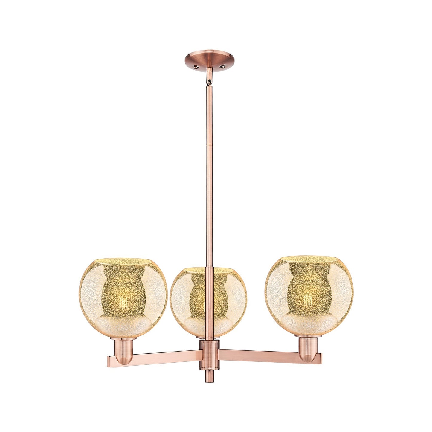 Innovations Athens 30in 3-Light Pendant | Industrial Antique Copper Steel and Mercury Glass | Kitchen Island & Dining Room | Model 716-3CR-AC-G128-8