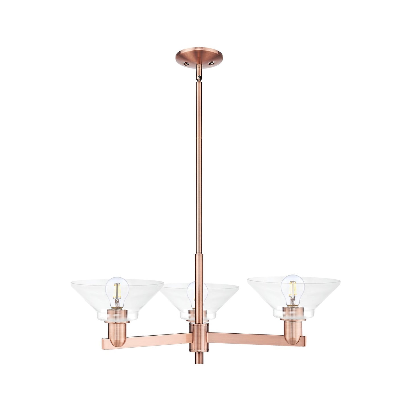 Innovations Orwell 30in 3-Light Pendant | Industrial Antique Copper Steel and Clear Glass | Kitchen Island & Dining Room | 30 x 30 | Model 716-3CR-AC-G132