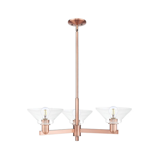 Innovations Orwell 30in 3-Light Pendant | Industrial Antique Copper Steel and Clear Glass | Kitchen Island & Dining Room | 30 x 30 | Model 716-3CR-AC-G132