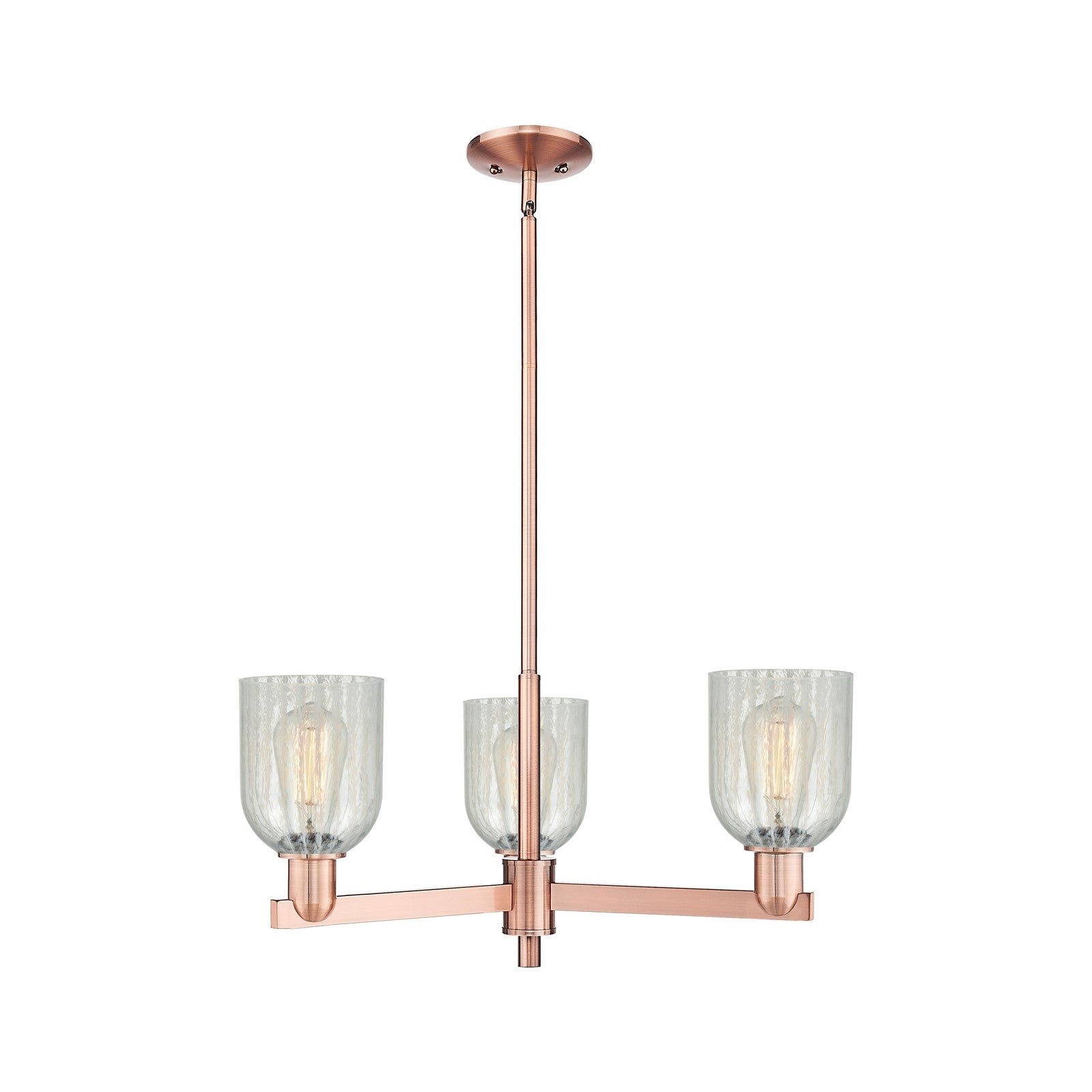 Innovations Caledonia 27in 3-Light Pendant | Industrial Antique Copper Steel and Mouchette Glass | Kitchen Island & Dining Room | Model 716-3CR-AC-G2511