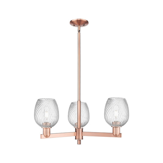 Innovations Salina 28in 3-Light Pendant | Industrial Antique Copper Steel and Clear Spiral Fluted Glass | Kitchen Island & Dining | Model 716-3CR-AC-G292