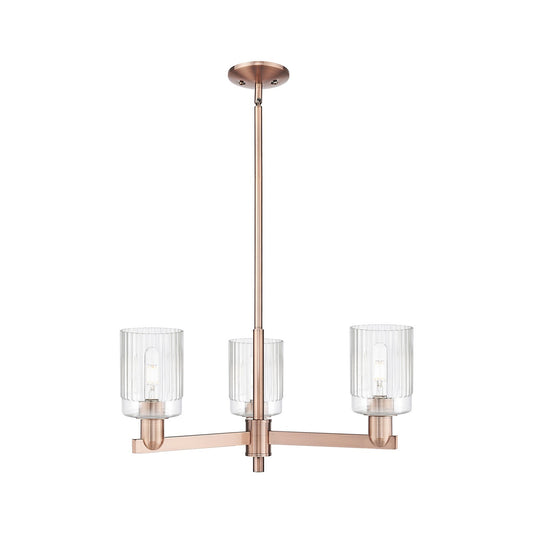 Innovations Hadley 26in 3-Light Pendant | Industrial Antique Copper Steel and Clear Ribbed Glass | Kitchen Island & Dining Room | Model 716-3CR-AC-G342