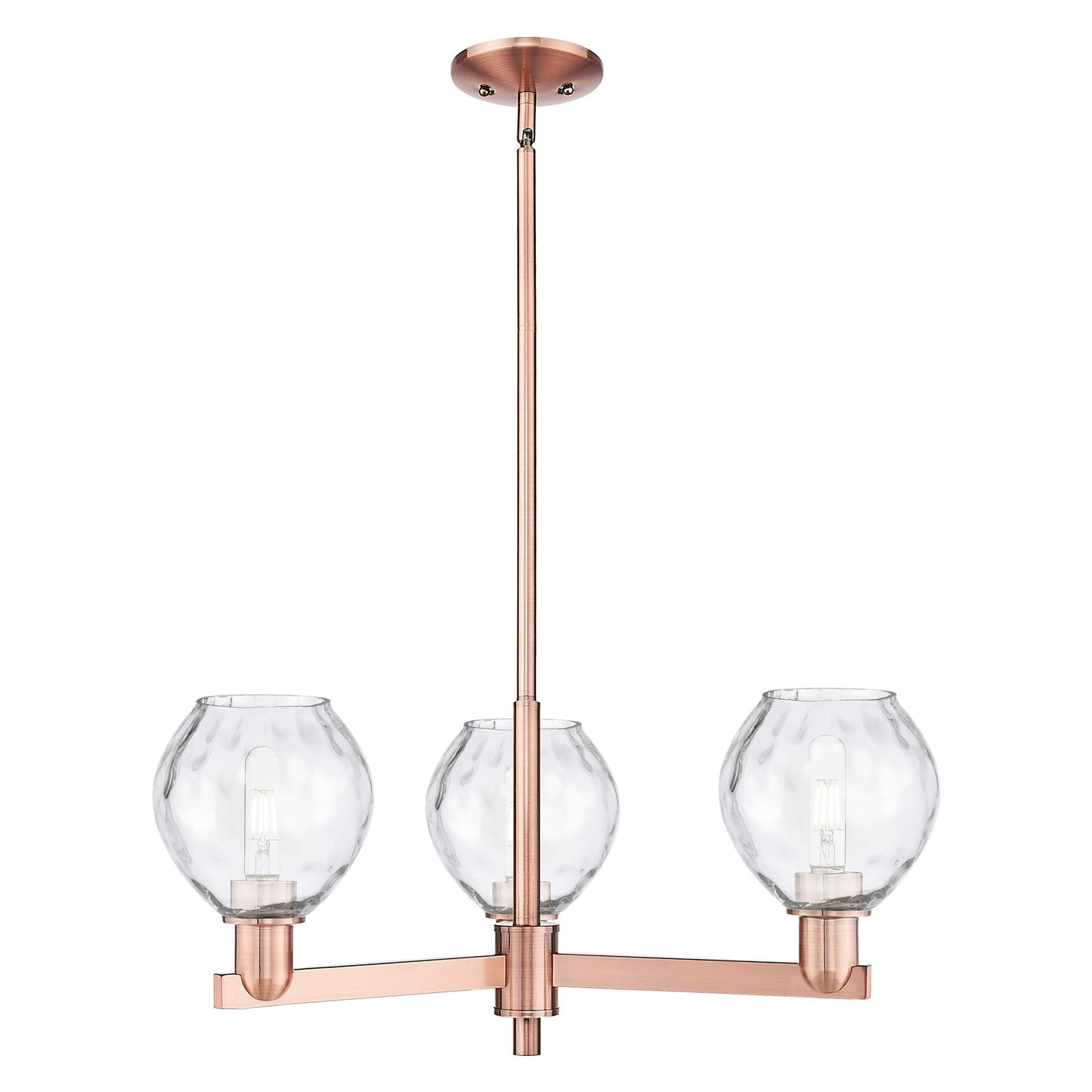 Innovations Waverly 28in 3-Light Pendant | Industrial Antique Copper Steel and Clear Glass | Kitchen Island & Dining Room | 27.75 | Model 716-3CR-AC-G362