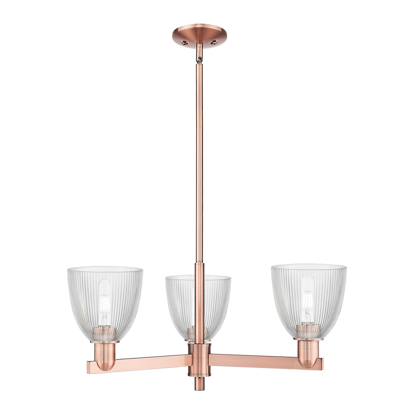 Innovations Castile 28in 3-Light Pendant | Industrial Antique Copper Steel and Clear Glass | Kitchen Island & Dining Room | 27.75 | Model 716-3CR-AC-G382