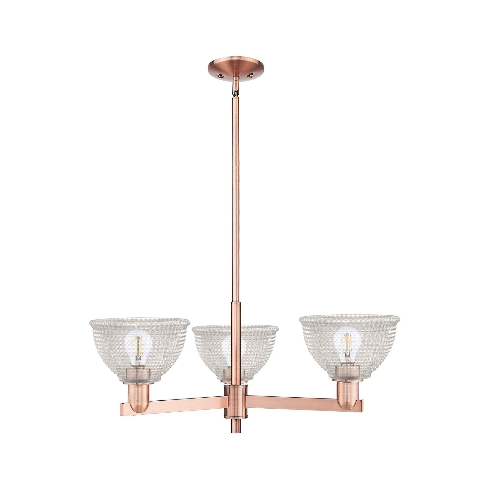 Innovations Arietta 30in 3-Light Pendant | Industrial Antique Copper Steel and Clear Glass | Kitchen Island & Dining Room | 29.75 | Model 716-3CR-AC-G422