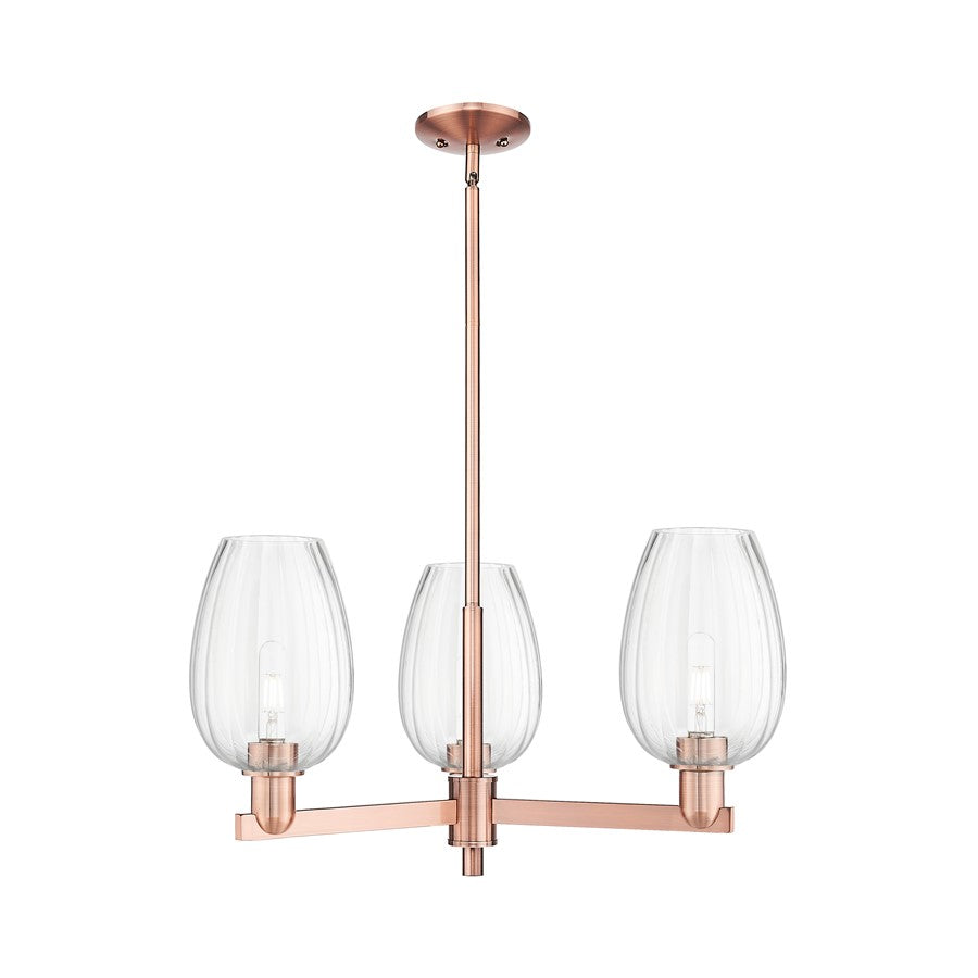 Innovations Preston 3Lt 18" Flute Stem Chandelier, CP/CL - 716-3CR-AC-G457-6CL
