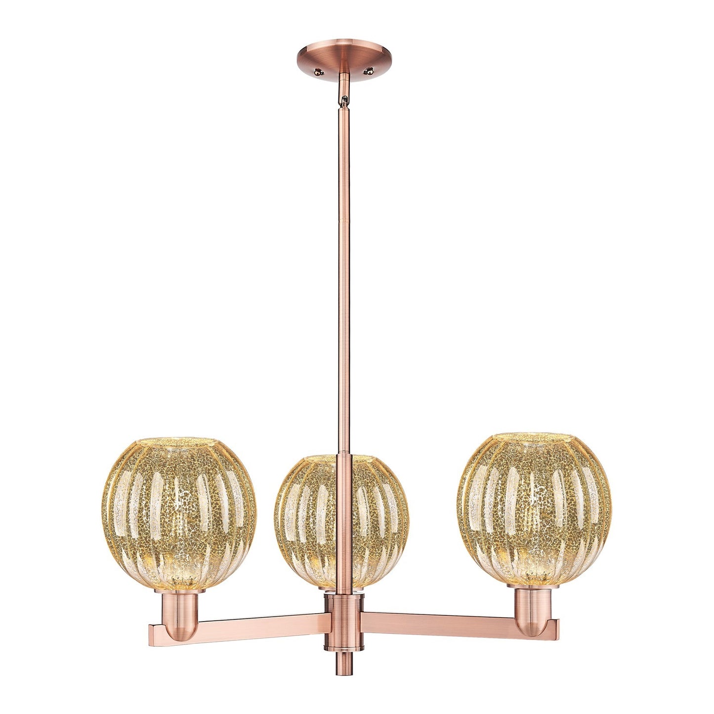 Innovations Preston Globe 28.75in 3-Light Pendant | Industrial Antique Copper Steel and Mercury Glass | Kitchen Island & | Model 716-3CR-AC-G458-7ME