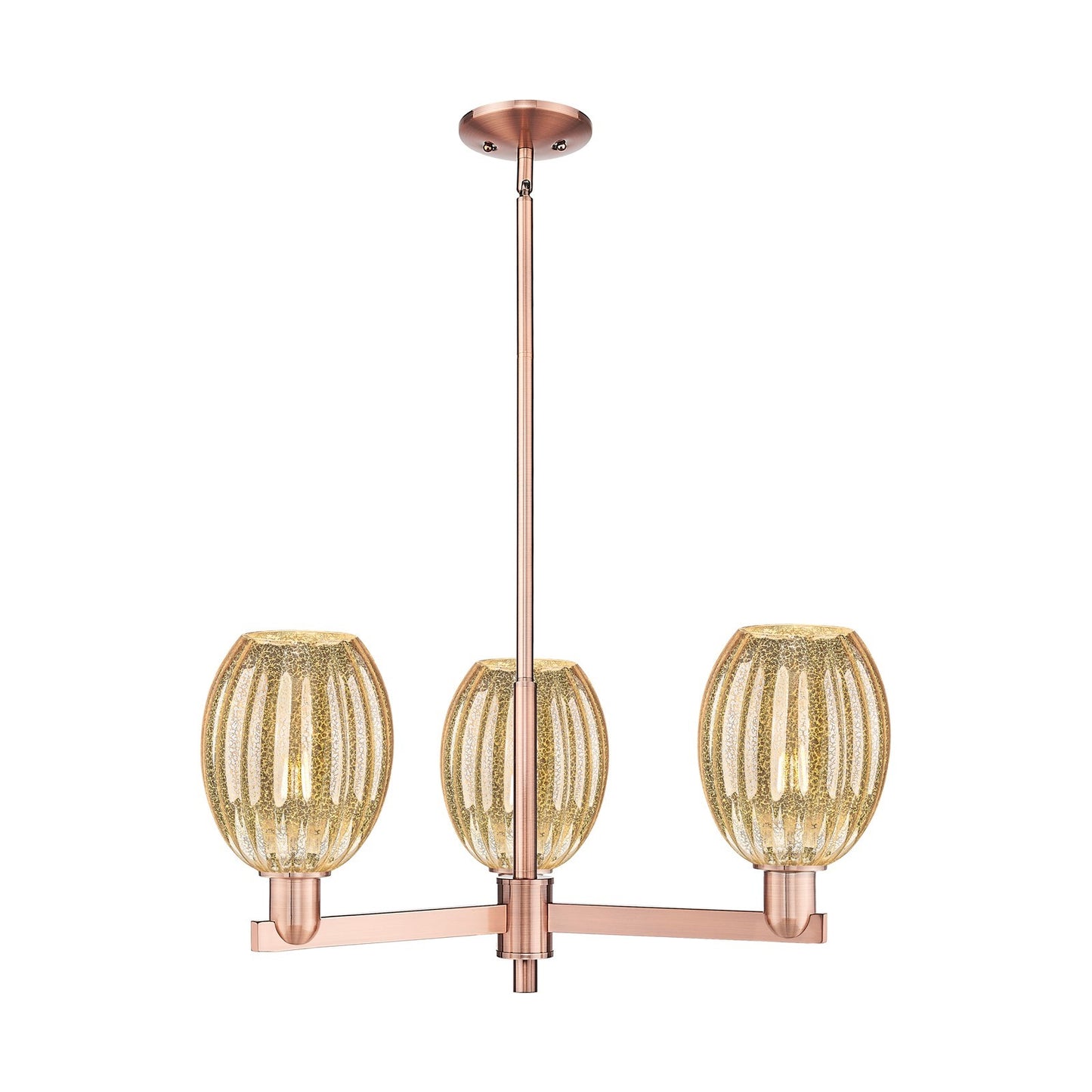 Innovations Preston Bulb 28in 3-Light Pendant | Industrial Antique Copper Steel and Mercury Glass | Kitchen Island & Dining | Model 716-3CR-AC-G459-6ME