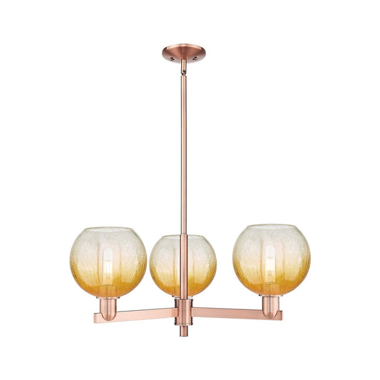 Innovations Brookhaven Globe 30in 3-Light Pendant | Industrial Antique Copper and Amber Glass | Kitchen Island & Dining Room | Model 716-3CR-AC-G483-8AM