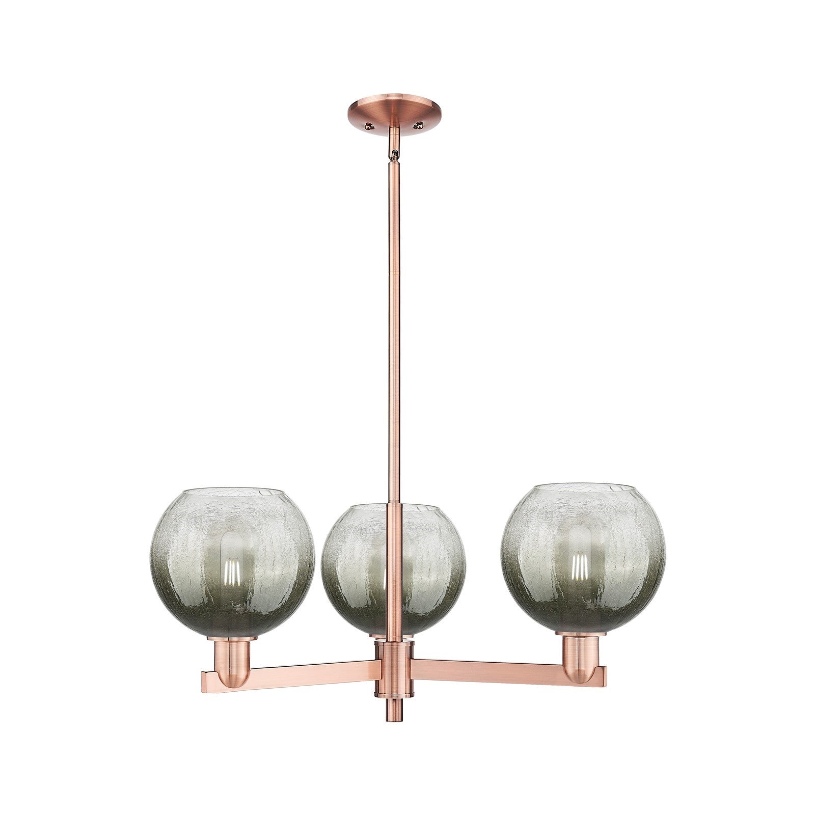 Innovations Brookhaven Globe 30in 3-Light Pendant | Industrial Antique Copper Steel and Slate Glass | Kitchen Island & Dining | Model 716-3CR-AC-G483-8SL