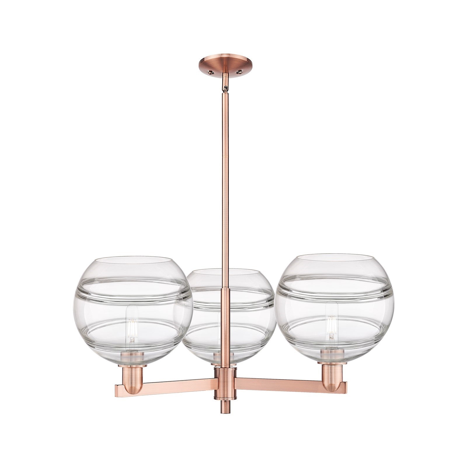 Innovations Rochester 32in 3-Light Pendant | Industrial Antique Copper Steel and Clear Glass | Kitchen Island & Dining Room | Model 716-3CR-AC-G556-10CL