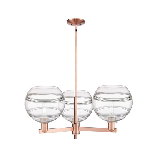 Innovations Rochester 32in 3-Light Pendant | Industrial Antique Copper Steel and Clear Glass | Kitchen Island & Dining Room | Model 716-3CR-AC-G556-10CL