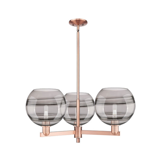 Innovations Rochester 32in 3-Light Pendant | Industrial Antique Copper Steel and Light Smoke Glass | Kitchen Island & Dining | Model 716-3CR-AC-G556-10SM