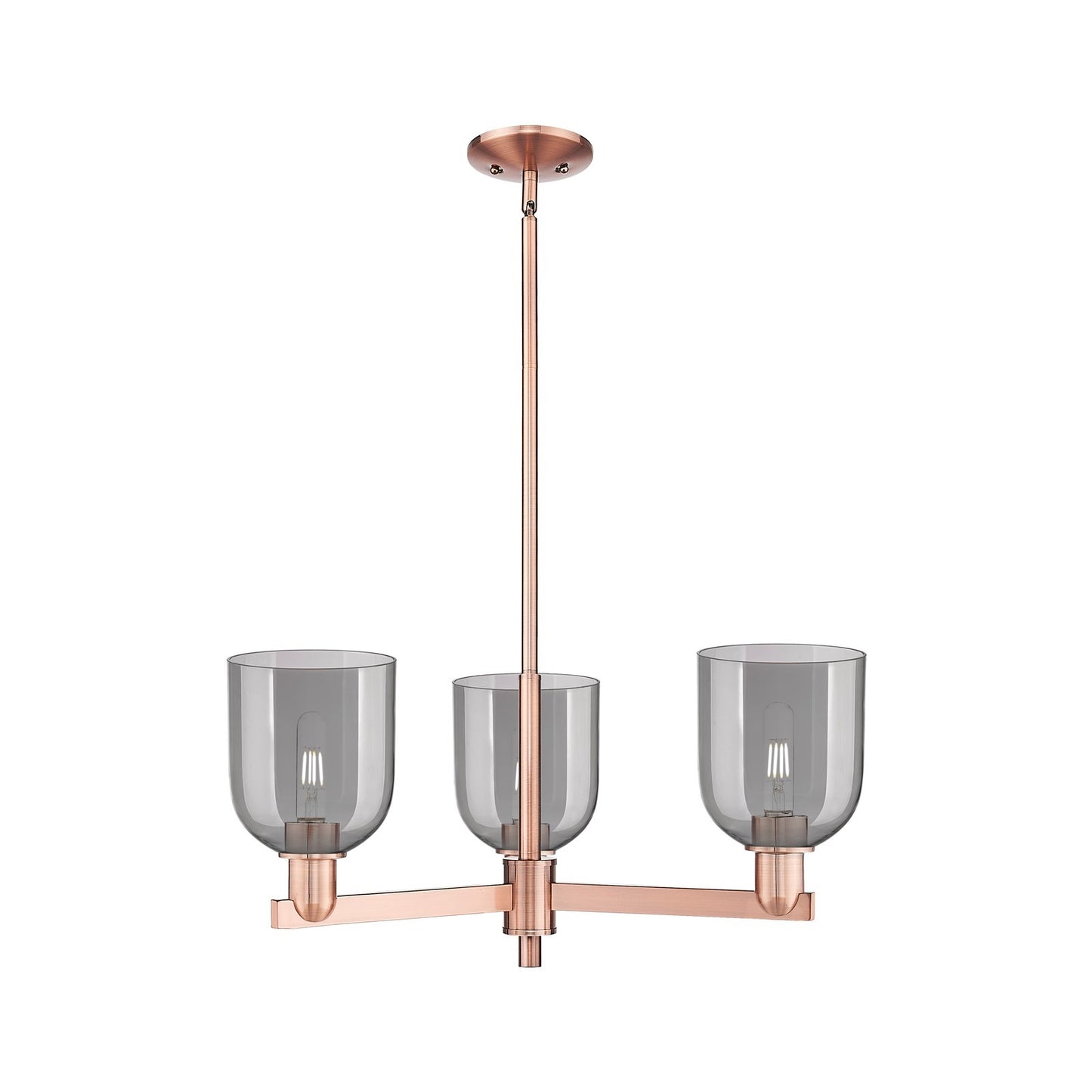 Innovations Bella 27in 3-Light Pendant | Industrial Antique Copper Steel and Light Smoke Glass | Kitchen Island & Dining Room | Model 716-3CR-AC-G558-6SM