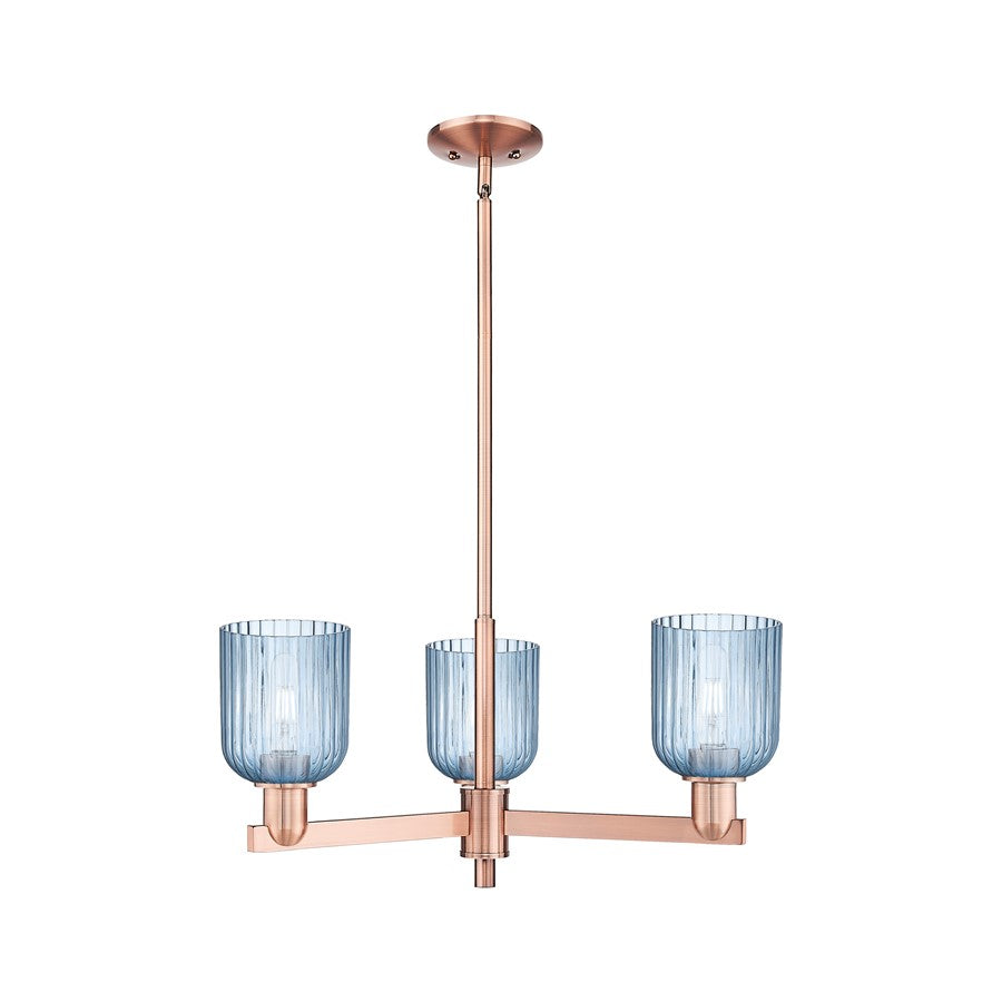 Innovations Bridal Veil 3Lt 18" Chandelier, Copper/Blue - 716-3CR-AC-G559-5BL
