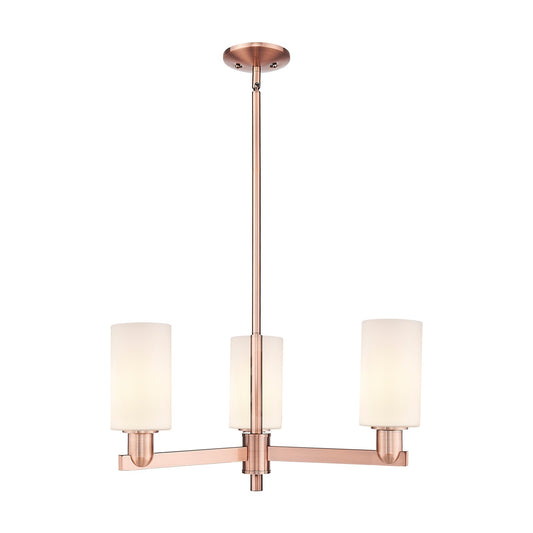 Innovations Clymer 26in 3-Light Pendant | Industrial Antique Copper Steel and Matte White Glass | Kitchen Island & Dining Room | Model 716-3CR-AC-G801
