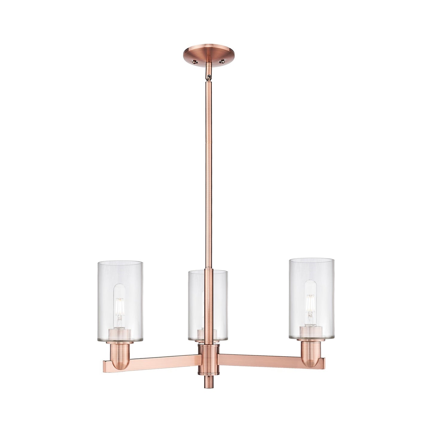 Innovations Clymer 26in 3-Light Pendant | Industrial Antique Copper Steel and Clear Glass | Kitchen Island & Dining Room | 25.62 x | Model 716-3CR-AC-G802