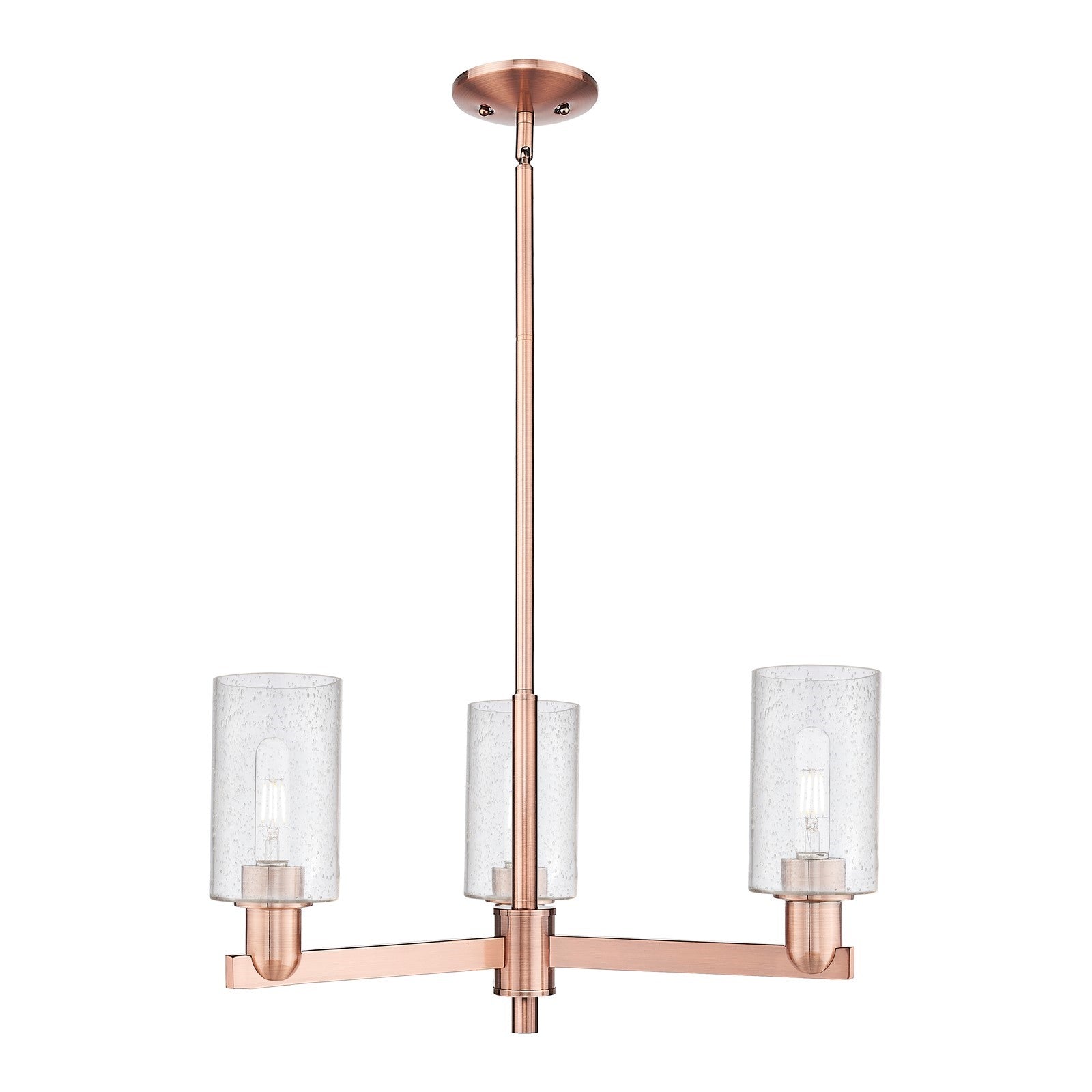 Innovations Clymer 26in 3-Light Pendant | Industrial Antique Copper Steel and Seedy Glass | Kitchen Island & Dining Room | 25.62 x | Model 716-3CR-AC-G804